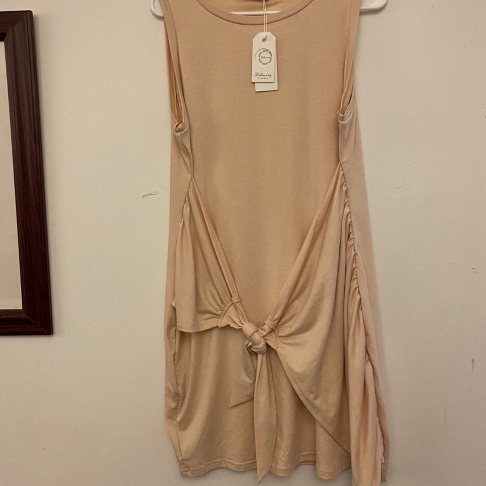 NWT Sleeveless Nude Faux Wrap Dress - XL